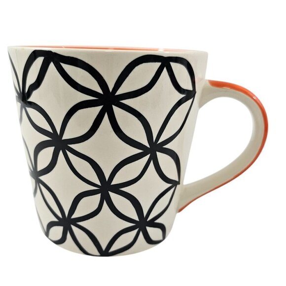 Pier 1 Imports Hand Painted Geometric Pattern 14 Oz Stoneware Mug Cup - Picture 1 of 13